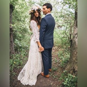 Rena Gown by Kite and Butterfly - Ivory French Lace Bohemian Wedding Dress